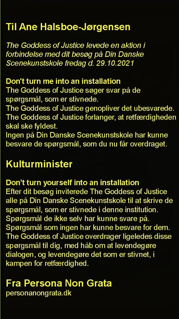 Dont Turn Yourself Into An Installation Den Danske Scenekunstskole & Kulturministeriet